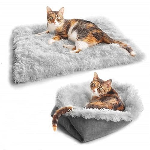 XHDZSW Katzenbett Flauschig, Katzenkissen Warm Katzen Bett, Katzenbett Haustierbett, Plüsch Katzen Schlafplatz, Katze Bett Weich, für Katzen und Kleine Hunde (M,Grau) von XHDZSW