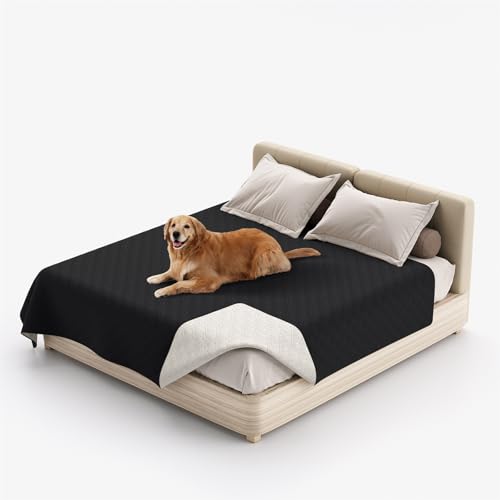 XHDZSW Wasserresistent Hundedecke - wasserdichte Hundedecke für Couch & Bett, Waschbare Haustier-Couch-Abdeckung, rutschfeste Bett Sofa Autositz Möbelschutzmatte (30x50in,Schwarz) von XHDZSW