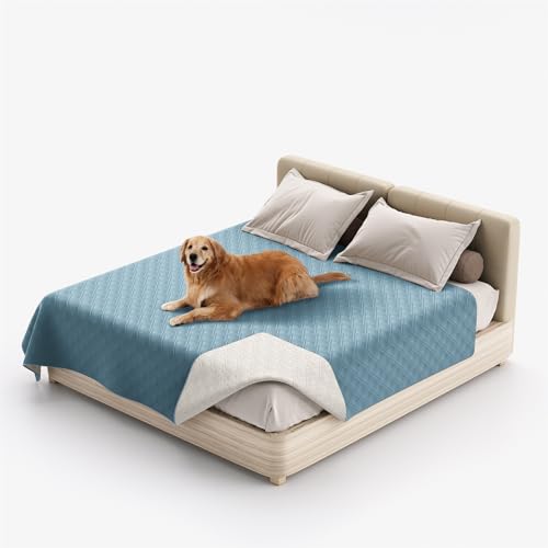 XHDZSW Wasserresistent Hundedecke - wasserdichte Hundedecke für Couch & Bett, Waschbare Haustier-Couch-Abdeckung, rutschfeste Bett Sofa Autositz Möbelschutzmatte (30x70in,Grau Blau) von XHDZSW