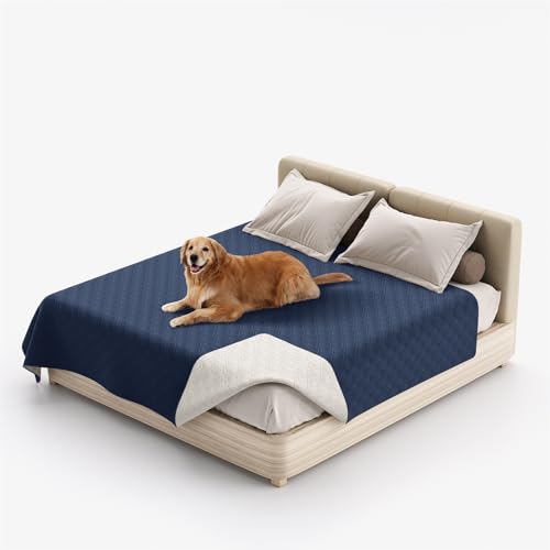 XHDZSW Wasserresistent Hundedecke - wasserdichte Hundedecke für Couch & Bett, Waschbare Haustier-Couch-Abdeckung, rutschfeste Bett Sofa Autositz Möbelschutzmatte (40x50in,Navy Blau) von XHDZSW