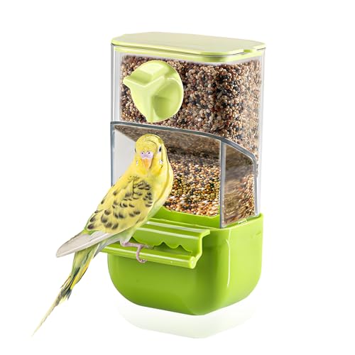 Automatischer Vogelfutterspender, Wellensittich Futternapf Vogelkäfig Zubehör Futterautomat Transparent Futterspender für PapageienkäFig Wellensittiche Finken von XHNKEG