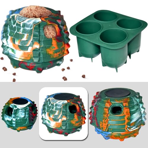 XHX Hundespielzeug, langlebiges Hundespielzeug, gefrierbares, befüllbares Gummi-Hundespielzeug, interaktives Puzzle-Spielzeug, Stopper + Silikon-Leckerli-Tablett (mittelgroß, Camouflage-Farbe (grüner von XHX