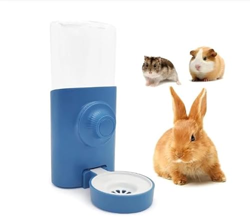 Automatischer Wasserspender Kaninchen, 600ml Hängend Haustier Wasserspender, Trinkflasche Kaninchen, Kaninchentränke für Häschen Chinchilla Igel Eichhörnchen Frettchen (Blau) von XHYASD