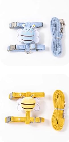 XHYASD 2 Stück Katzengeschirr mit Leine Ausbruchsicher, Verstellbares Katzenleine, Niedlich Cat Harness für Outdoor Training Gehen, Blau und Gelb (M) von XHYASD