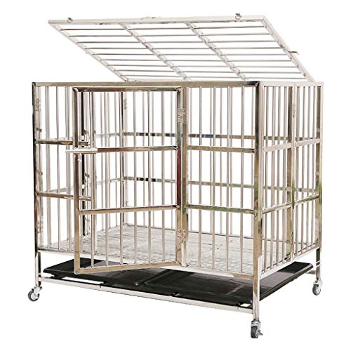NYKK Hundekäfig Hundebox/Transportkäfig Edelstahl-Hundekäfig Folding Indoor Pet Cage mit WC Dog Crate (Size : M) von XIA