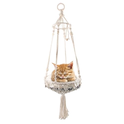 XIAHIOPT Haustier-Hängeschaukelbett, Käfignest, gewebte Hängematte für Kätzchen, Welpen, Handgewebter Korb, Bett, Katzenschaukel-Hängematte XIAHIOPT Haustier-Hängeschaukelbett, Käfignest, gewebte Hängematte für Kätzchen, Welpen, Handgewebter Korb, Bett, Katzenschaukel-Hängematte von XIAHIOPT