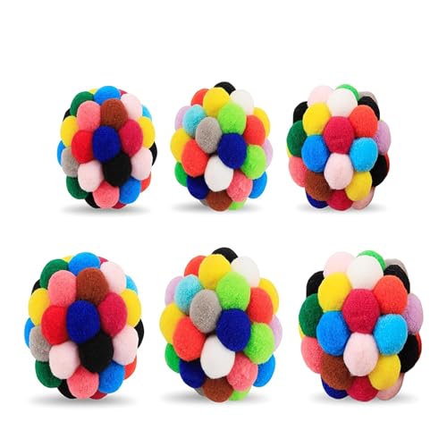 XIAHIOPT Katzenspielzeug zum Zahnen, bunte Kugelform zum Kauen, zieht Katzen besser an, Cartoon-Ballform, Übungstraining, 6 Stück XIAHIOPT Katzenspielzeug zum Zahnen, bunte Kugelform zum Kauen, zieht Katzen besser an, Cartoon-Ballform, Übungstraining, 6 Stück von XIAHIOPT
