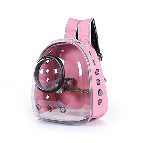 XIANGGUI 1983 Vogelträger, leicht, Rucksack, Reisekäfig, Vögel, atmungsaktiv, transparent, Raumkapsel, Wirtschaft, Vogelkäfig, Papageien, Sittiche, Aras, kleiner Vogel (Farbe: Pink) von XIANGGUI 1983