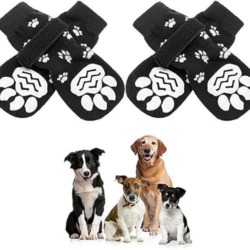 4 Stück Anti-Rutsch-Hundesocken, Anti-Rutsch-Hundesocken mit Verstellbarem Riemen, Hundesocken mit Gummiboden, Erhältlich in DREI Größen, Geeignet für Große, Mittlere und Kleine Hunde (M) 4 Stück Anti-Rutsch-Hundesocken, Anti-Rutsch-Hundesocken mit Verstellbarem Riemen, Hundesocken mit Gummiboden, Erhältlich in DREI Größen, Geeignet für Große, Mittlere und Kleine Hunde (M) von XIANGLONGY
