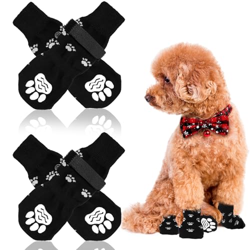 4 Stück Anti-Rutsch-Hundesocken, Anti-Rutsch-Hundesocken mit Verstellbarem Riemen, Hundesocken mit Gummiboden, Erhältlich in DREI Größen, Geeignet für Große, Mittlere und Kleine Hunde (S) 4 Stück Anti-Rutsch-Hundesocken, Anti-Rutsch-Hundesocken mit Verstellbarem Riemen, Hundesocken mit Gummiboden, Erhältlich in DREI Größen, Geeignet für Große, Mittlere und Kleine Hunde (S) von XIANGLONGY