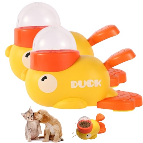 XIANGSHI Duck Cat Treat Dispenser Toy, Treat Slot Machine for Cats, Dog Cat Slot Machine Treat Dispenser, Interactive Duck-Shaped Puzzle Feeder for Dogs, Interactive Slow Feeder Toy (2PCS) von XIANGSHI