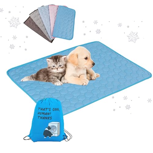 XIANGSHI Kühlmatte Hund Selbstkühlend, Mehrere Größen Kühlmatte für Hunde groß, Kühldecke Hund, Selbst Kühlende Hundebett, Kühlkissen Waschbar Haustiere (Blau,M) von XIANGSHI