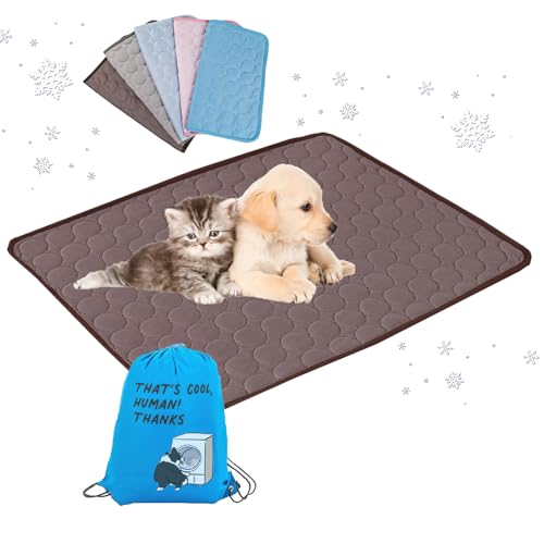 XIANGSHI Kühlmatte Hund Selbstkühlend, Mehrere Größen Kühlmatte für Hunde groß, Kühldecke Hund, Selbst Kühlende Hundebett, Kühlkissen Waschbar Haustiere (Braun,XL) von XIANGSHI