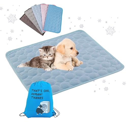 XIANGSHI Kühlmatte Hund Selbstkühlend, Mehrere Größen Kühlmatte für Hunde groß, Kühldecke Hund, Selbst Kühlende Hundebett, Kühlkissen Waschbar Haustiere (Hellblau,XL) von XIANGSHI