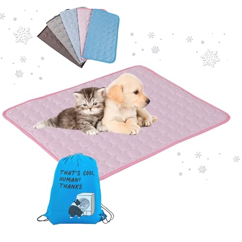 XIANGSHI Kühlmatte Hund Selbstkühlend, Mehrere Größen Kühlmatte für Hunde groß, Kühldecke Hund, Selbst Kühlende Hundebett, Kühlkissen Waschbar Haustiere (Pink,M) von XIANGSHI