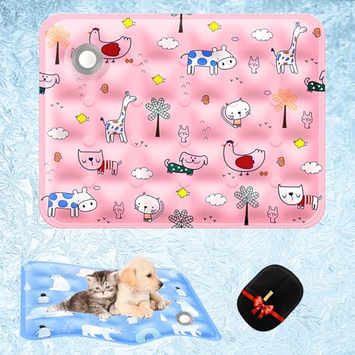 XIANGSHI Pet Cooling Mat for Dogs Cats, 2025 New Dog Cooling Mat Indoor & Outdoor, Washable and Portable PetCooling Pad for Dogs, Ice Bed Suitable for All Types of Pets (Color-E,L(19.7 * 23.6in)) von XIANGSHI