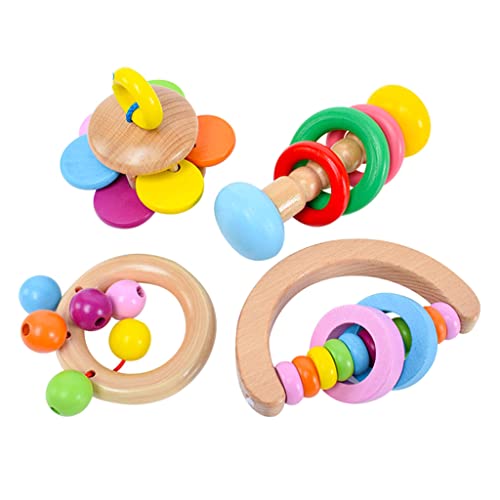 XIANJUN 4-teiliges Vogelspielzeug in hellen Farben, Holzperlen und Ringe, Papageien-Trainingsspielzeug für kleine, mittelgroße und große Vögel von Fogun