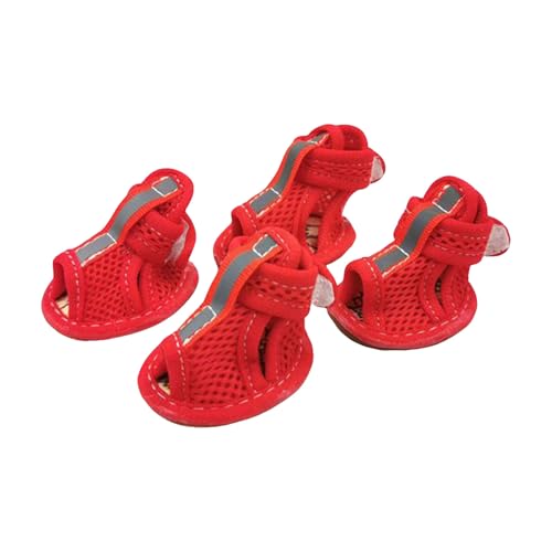 Pfotenschutz Hundestiefel Summer rutschfest klein Hunde-Schuhe verstellbar reflektierend weich atmungsaktiv Mesh Welpen Hitzebeständig für heiße Straßen (B, 1.97 * 1.5in) von XIANUOJI