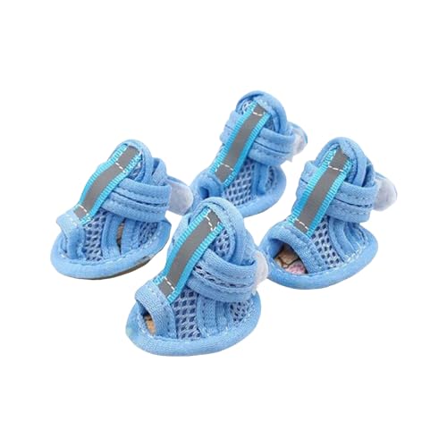 Pfotenschutz Hundestiefel Summer rutschfest klein Hunde-Schuhe verstellbar reflektierend weich atmungsaktiv Mesh Welpen Hitzebeständig für heiße Straßen (D, 2.17 * 1.65in) von XIANUOJI
