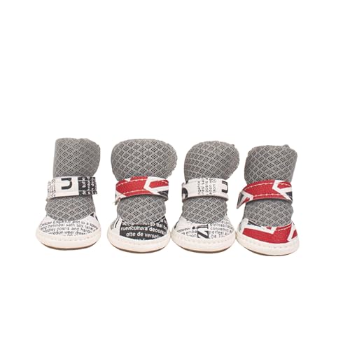 Pfotenschutz Hundestiefel Summer rutschfest klein Hunde-Schuhe verstellbar reflektierend weich atmungsaktiv Mesh Welpen Hitzebeständig für heiße Straßen (F, 1.97 * 1.5in) von XIANUOJI
