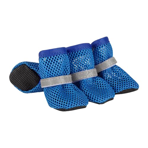 Summer Mesh Hunde Schuhe, 4 Stück Atmungsaktive Pfotenschutz Hundeschuhe AntiRutsch Hundeschuhe für heiße Sommerböden, Verstellbarem Hundestiefel fürkleine (A, S) von XIANUOJI
