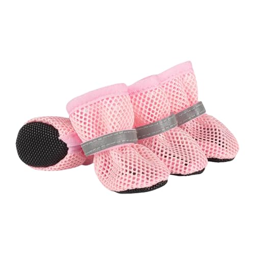 Summer Mesh Hunde Schuhe, 4 Stück Atmungsaktive Pfotenschutz Hundeschuhe AntiRutsch Hundeschuhe für heiße Sommerböden, Verstellbarem Hundestiefel fürkleine (B, L) von XIANUOJI