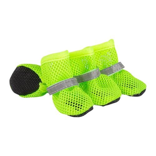 Summer Mesh Hunde Schuhe, 4 Stück Atmungsaktive Pfotenschutz Hundeschuhe AntiRutsch Hundeschuhe für heiße Sommerböden, Verstellbarem Hundestiefel fürkleine (C, M) von XIANUOJI