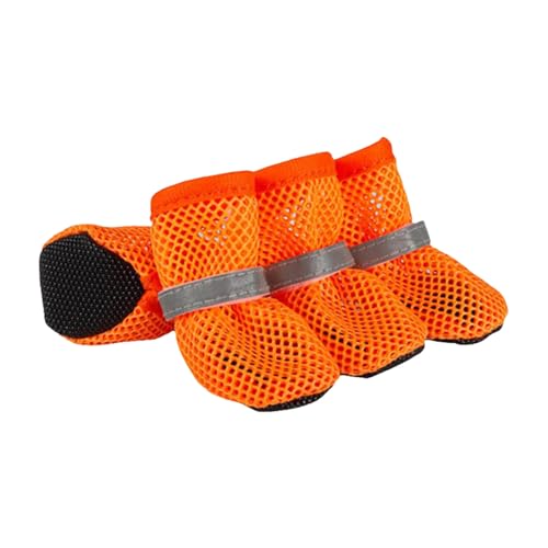 Summer Mesh Hunde Schuhe, 4 Stück Atmungsaktive Pfotenschutz Hundeschuhe AntiRutsch Hundeschuhe für heiße Sommerböden, Verstellbarem Hundestiefel fürkleine (D, M) von XIANUOJI
