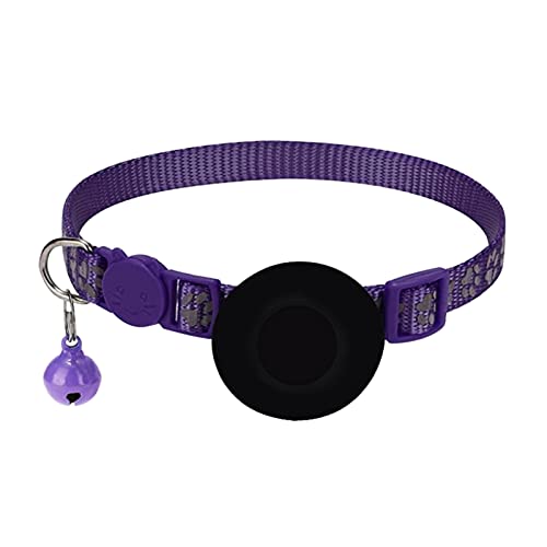 XIAOFEI Katzenfußdruck Airtag Katzenkragen mit Abbruchglocke Stachelhalsband (Purple, One Size) von XIAOFEI