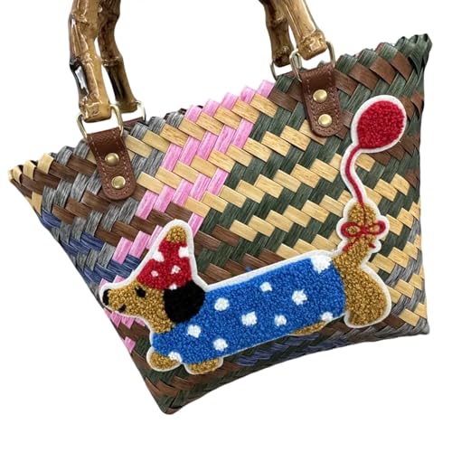 Retro Gestreifte Dackelhund Hunde Handtasche Große Kapazität Strandtaschen Fashion Haustier Liebhaber Für Pendeln Oder Einkaufen Retro Gestreifte Handtasche von XIAOQENAN