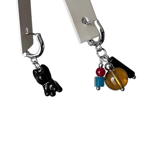 Stilvolle Asymmetrische Schwarze Hundelöcke Elegante Schwarze Hund Ohrringe Ohrverzierung In Asymmetrischen Stilen Für Eine Moderne Look Modelegierung von XIAOQENAN