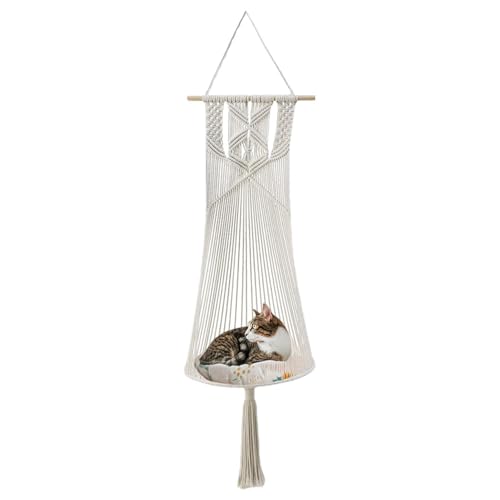 XIAOXIAOYU Boho Katzenschaukel Bett, Bohemia Multifunktionales Katzenbett, Haustier Handgewebtes Baumwollseilbett, Kätzchen Weiches Schaukelbett zum Schlafen, Nickerchen, Klettern XIAOXIAOYU Boho Katzenschaukel Bett, Bohemia Multifunktionales Katzenbett, Haustier Handgewebtes Baumwollseilbett, Kätzchen Weiches Schaukelbett zum Schlafen, Nickerchen, Klettern von XIAOXIAOYU