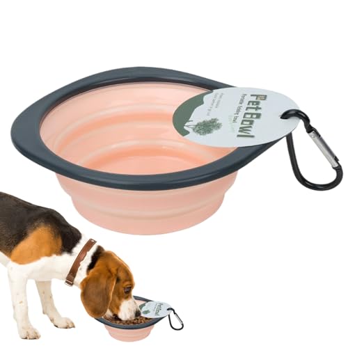 XIAOXIAOYU Faltbarer Hundenapf – faltbarer tragbarer Wassernapf für Hunde, Futternapf mit Karabiner-Clip, Futterbehälter, Haustierbedarf für Camping, Spazierengehen, Wandern, Outdoor von XIAOXIAOYU
