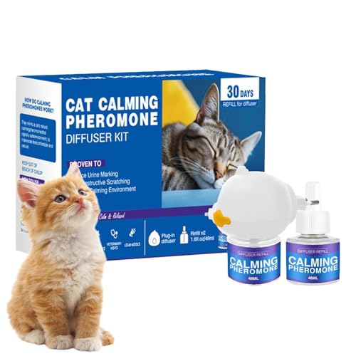 XIAOXIAOYU Katzenpheromone beruhigen Diffusor Nachfüll, Katzenpheromondiffusor - Entspannungsdiffusor,60 lang anhaltende Stecker in der Katze beruhigende Freisetzung anhaltende Pheromon -Nachfüllung von XIAOXIAOYU