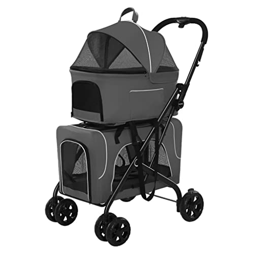 Doppelschichtiger Hundewagen, Haustier-Kinderwagen for 2 Hunde/Katzen, faltbarer Doppel-Haustier-Reiseträger, Haustier-Kinderwagen, atmungsaktiver Käfig, Haustier-Trolley, Katzen- und Hunde-Kinderwage Doppelschichtiger Hundewagen, Haustier-Kinderwagen for 2 Hunde/Katzen, faltbarer Doppel-Haustier-Reiseträger, Haustier-Kinderwagen, atmungsaktiver Käfig, Haustier-Trolley, Katzen- und Hunde-Kinderwage von XIAOYIWIN