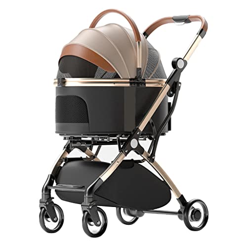Haustier-Hundewagen for mittelgroße Hunde, abnehmbarer Haustier-Kinderwagen for kleine Hunde/2 Katzen, Hunde-Kinderwagen, Haustier-Katzen-Kinderwagen, Kinderwagen, Reiseträger mit Regenschutz(Khaki) Haustier-Hundewagen for mittelgroße Hunde, abnehmbarer Haustier-Kinderwagen for kleine Hunde/2 Katzen, Hunde-Kinderwagen, Haustier-Katzen-Kinderwagen, Kinderwagen, Reiseträger mit Regenschutz(Khaki) von XIAOYIWIN