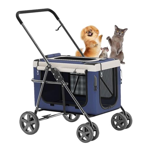 Hunde-Kinderwagen for 2 Hunde, Katzen, Welpen und Kätzchen, Hunde-Kinderwagen for kleine Hunde, leichter Katzen-Kinderwagen, Reisewagen, Haustier-Kinderwagen, Kinderwagen for Katzen, Hunde und mehr(Bl Hunde-Kinderwagen for 2 Hunde, Katzen, Welpen und Kätzchen, Hunde-Kinderwagen for kleine Hunde, leichter Katzen-Kinderwagen, Reisewagen, Haustier-Kinderwagen, Kinderwagen for Katzen, Hunde und mehr(Bl von XIAOYIWIN