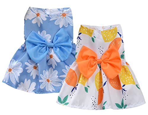 XIAOYU 2er-Pack Hundekleider mit Schleife, hawaiianisches Prinzessinnenkleid für kleine, mittelgroße Hunde und Katzen, Stil B, L von XIAOYU