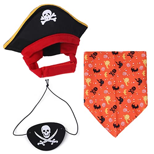 XIAOYU 3 Stück Halloween Hund Piraten Kostüm Set Haustier Piratenhut Piratenschädel Dreieck Bandana und Piraten Augenbinde für Hund Katze Halloween Cosplay, Orange XIAOYU 3 Stück Halloween Hund Piraten Kostüm Set Haustier Piratenhut Piratenschädel Dreieck Bandana und Piraten Augenbinde für Hund Katze Halloween Cosplay, Orange von XIAOYU
