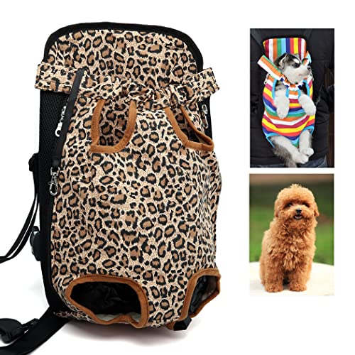 XIAOYU Haustier-Hundetragerucksack, verstellbare Hundebeine, Vorderrucksack für Welpen, Katzen für Reisen, Wandern, Camping, Spazierengehen und Outdoor, Braun, M von XIAOYU