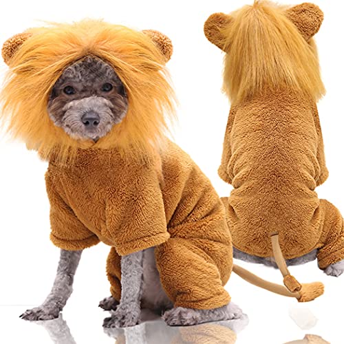 XIAOYU Haustierkleidung Welpen Hund Katze Hoodie Warm Sweater Kostüm Halloween Cosplay Party Bekleidung, Löwe, M von XIAOYU