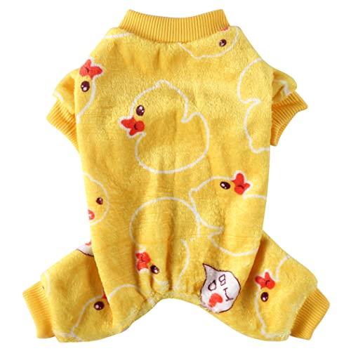 XIAOYU süße Ente Korallen Fleece Haustier Kleidung Hund Hoodie Mantel Sweatshirts weiche Pyjamas Winterkleidung(S) von XIAOYU