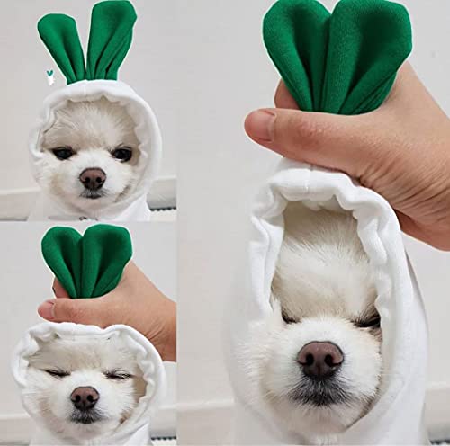 XIAOYU Hunde-Kapuzenpullover für Welpen, Katzen, kaltes Wetter, weißer Rettich, Halloween-Kostüm, Größe M von XIAOYU