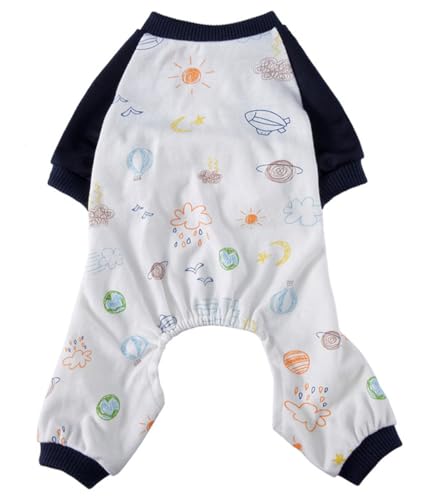 XIAOYU Hundepyjama, Hundeoverall für vierbeinige Hunde mit Heißluftballon-Muster, Leichter Baumwoll-Hundeoverall für kleine Hunde und Katzen, S von XIAOYU