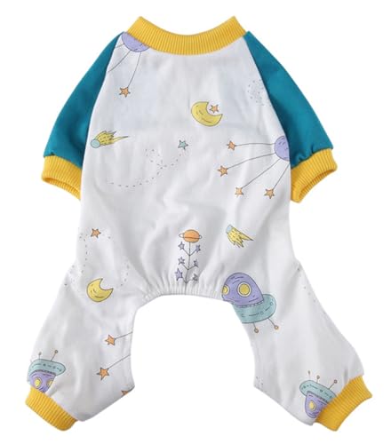 XIAOYU Hundepyjama, Hundeoverall für vierbeinige Hunde mit Interstellar-Muster, Leichter Baumwoll-Hundeoverall für kleine Hunde und Katzen, S von XIAOYU
