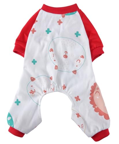 XIAOYU Hundepyjama, Hundeoverall für vierbeinige Hunde mit Kätzchen-Muster, Leichter Baumwoll-Hundeoverall für kleine Hunde und Katzen, L von XIAOYU
