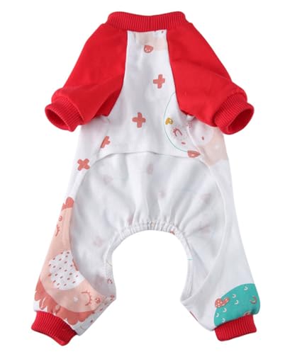 XIAOYU Hundepyjama, Hundeoverall für vierbeinige Hunde mit Kätzchen-Muster, Leichter Baumwoll-Hundeoverall für kleine Hunde und Katzen, S von XIAOYU