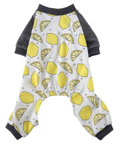 XIAOYU Hundepyjama, Hundeoverall für vierbeinige Hunde mit Zitronenmuster, Leichter Baumwoll-Hundeoverall für kleine Hunde und Katzen, L von XIAOYU