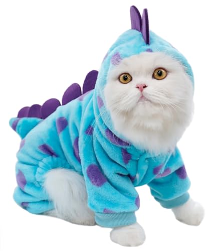 XIAOYU Lustiges Hunde-Dinosaurier-Kostüm, Haustierkleidung für kleine Hunde und Katzen, warme Winter-Welpen-Kapuzenpullover, Haustier-Overall-Bekleidung für Halloween und Weihnachten, XL von XIAOYU