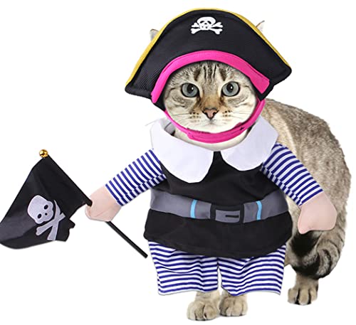 XIAOYU Piraten-Hundekostüm Haustierkleidung Katze Bekleidung für Hund Katze Halloween Weihnachten Urlaub Party Cosplay, S von XIAOYU